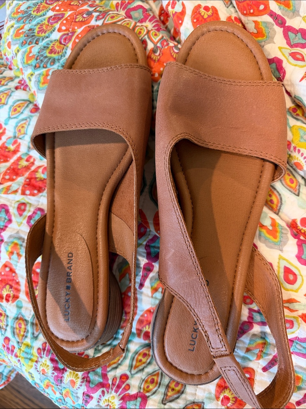 Lucky Brand Women's Brown Slingback Leather Sandals